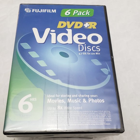 Fujifilm DVD-R 6 Pack 120 Min Blank Media 4.7GB Disc New - Picture 1 of 5